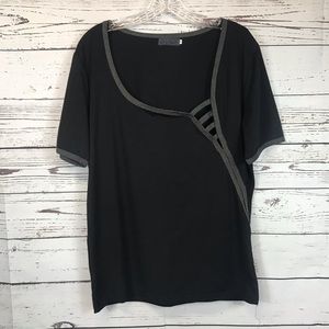 ZHELIN Asymmetrical neckline Black Top M